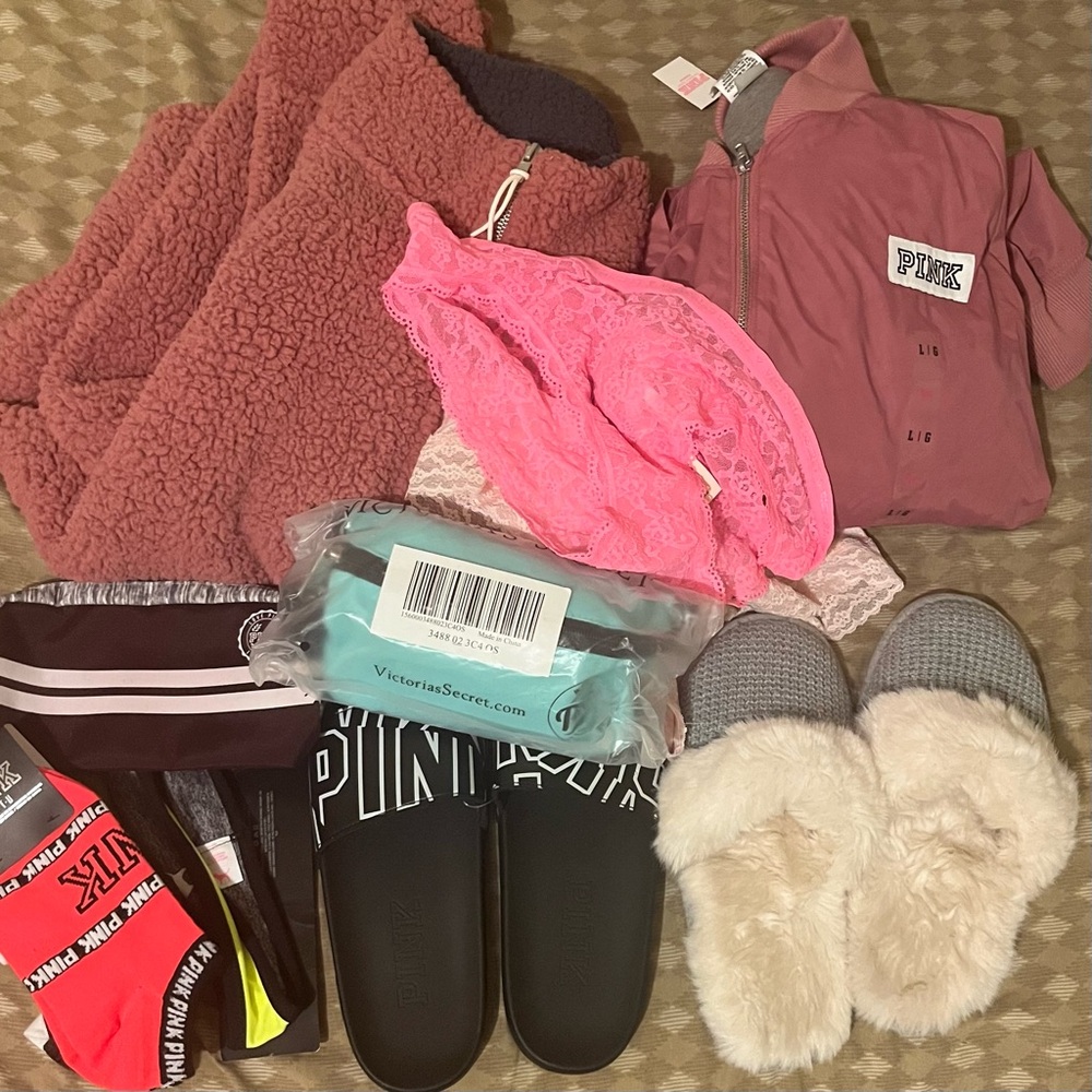 Victoria's Secret PINK Apparel Clothing Accessories Slides M/L Lot 10 Set